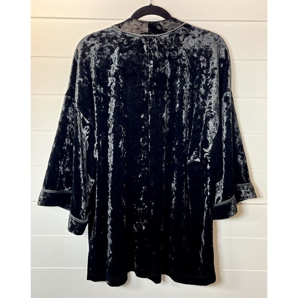Anthropologie Pleione Velvet Kimono Cardigan Small Black Open Front Whimsy Goth - Picture 6 of 10
